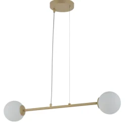 Längliche Pendelleuchte Gold Glas Kugel G9 bis 0,6 m