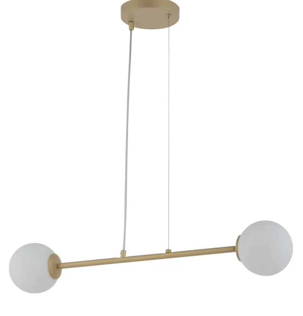 Längliche Pendelleuchte Gold Glas Kugel G9 bis 0,6 m