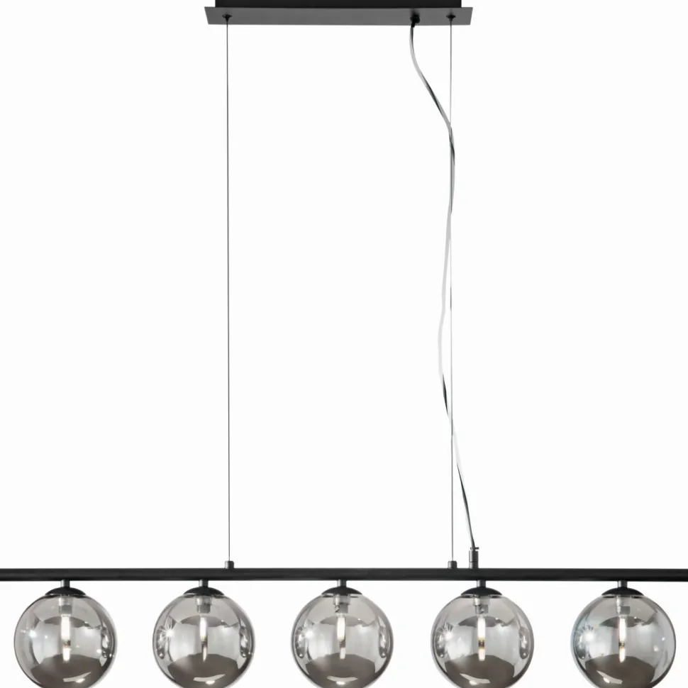 Längliche Pendelleuchte Schwarz Rauchgrau G9 100 cm