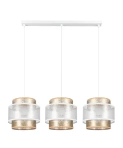 Längliche Pendelleuchte Stoff Metall E27 3-flmg 75 cm