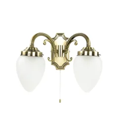 Längliche Wandleuchte mit Glasschirm Bronze farben