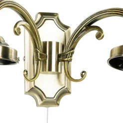 Längliche Wandleuchte mit Glasschirm Bronze farben