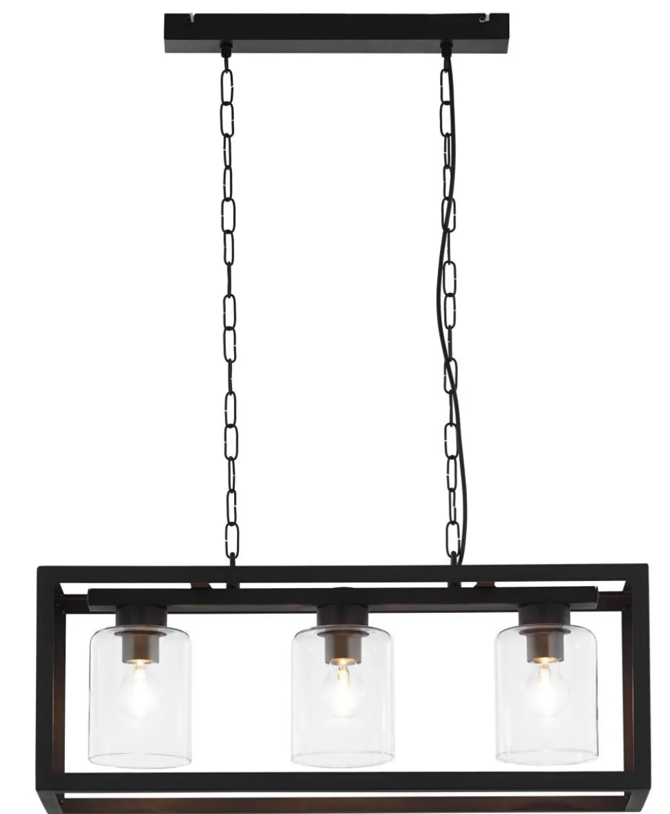 Loft Pendelleuchte Metall Glas 3-flammig stilvoll