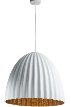 Loft Pendelleuchte Weiß Kupfer Metall Riffel Ø50 cm E27