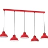 Loft Pendelleuchte XXL Metall 125 cm E27 Rot Weiß