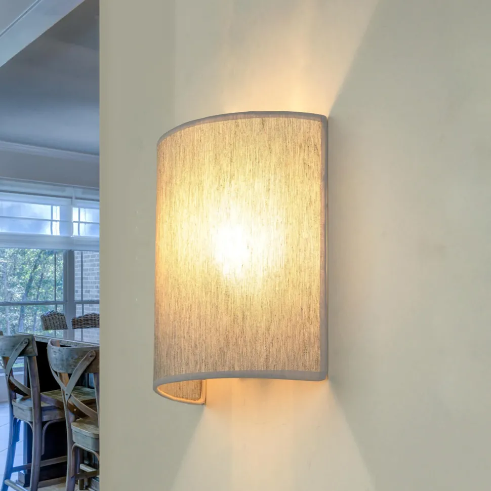 Loft Wandlampe Stoff Schirm halbrund E27 in Grau ALICE