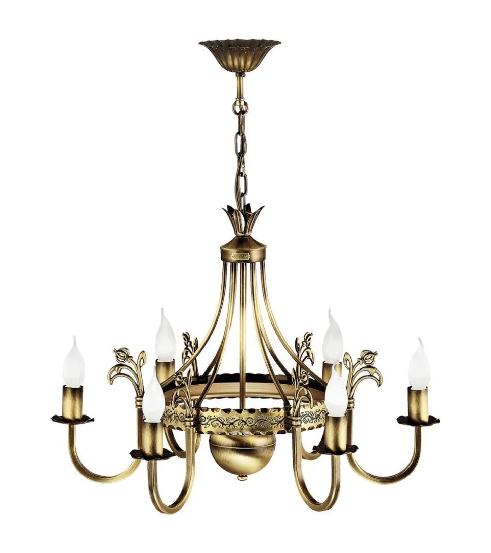 Lüster BELRAND Messing Ø62cm 6xE14 Decke Leuchte