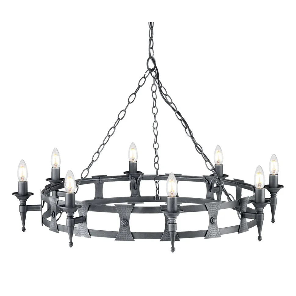 Lüster CAMELOT 7 Silber Antik Ø90cm kürzbar Lampe