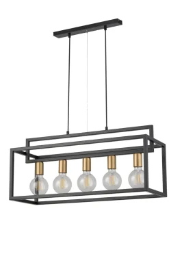 Mehrflammige Hängelampe Gold Schwarz Metall E27