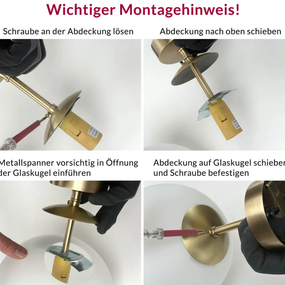 Messing Deckenleuchte Glas Kugel Schirm Premium MUSA