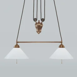 Messing Hängeleuchte mit Zugpendel ED