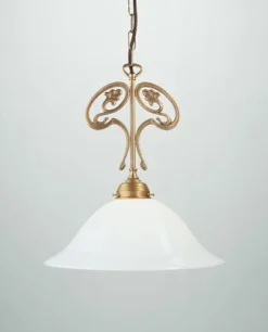 Messing Pendelleuchte Glas wohnlich E27 Ø35 cm blendarm