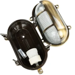 Messing Schiffsleuchte oval IP64 Maritim Riffelglas