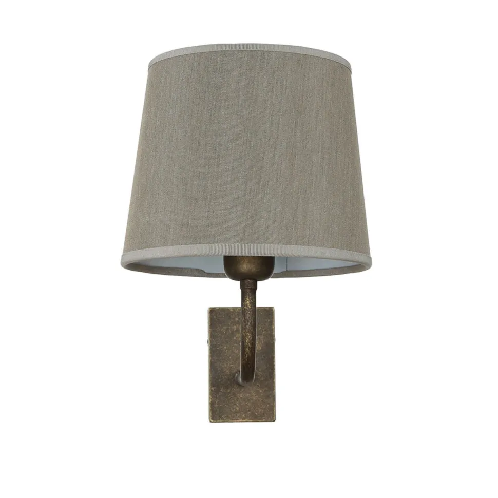 Messing Wandleuchte E27 Beige Stoff Schirm