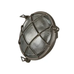 Messinglampe außen Maritim Ø 21 cm Schwarz antik IP64