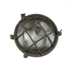 Messinglampe außen Maritim Ø 21 cm Schwarz antik IP64