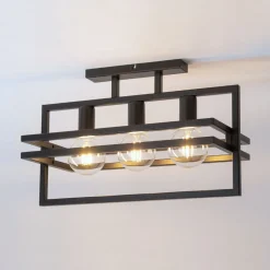 Metall Deckenleuchte Schwarz 3-flammig E27 52 cm lang