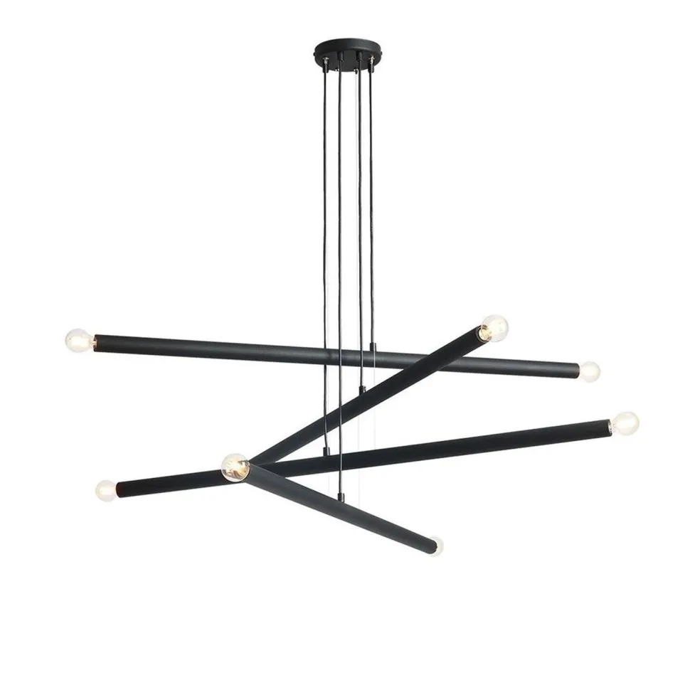 Metall Hängelampe Retro E14 100 cm länglich in Schwarz