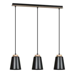 Metall Hängelampe Schwarz Metall Holz Esstisch