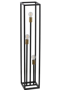 Metall Stehlampe Schwarz Gold 121 cm niedrig dekorativ