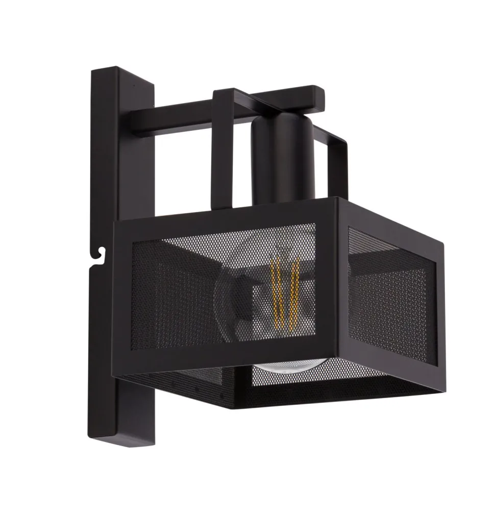 Metall Wandlampe Industrie Stil Schwarz E27 H:25 cm