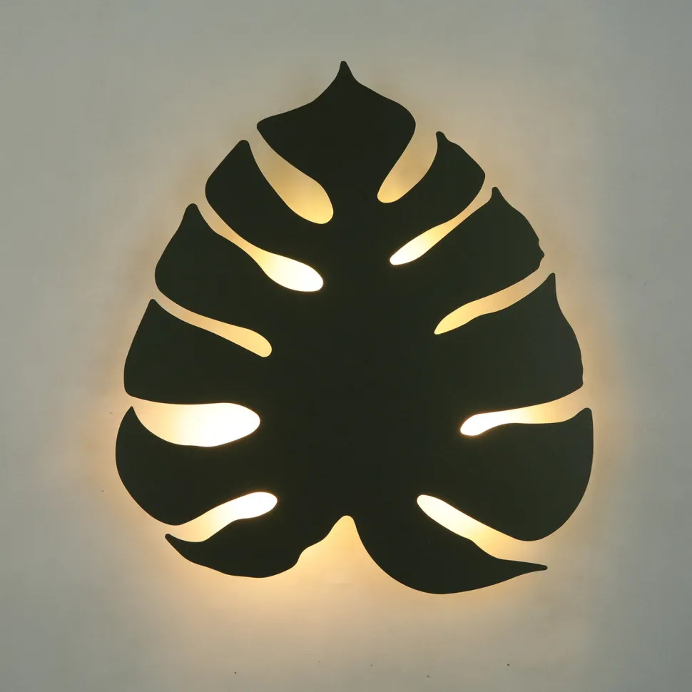 Metall Wandleuchte Grün 39 cm Blatt indirektes Licht
