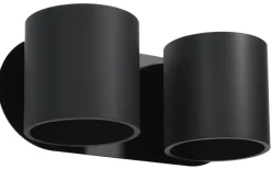 Metall Wandleuchte Schwarz B:26cm H:12cm Modern 2x G9