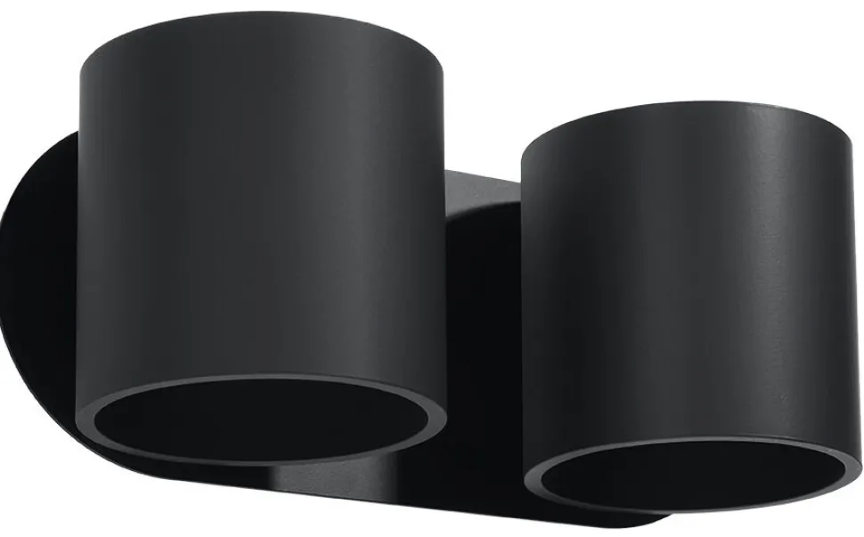 Metall Wandleuchte Schwarz B:26cm H:12cm Modern 2x G9