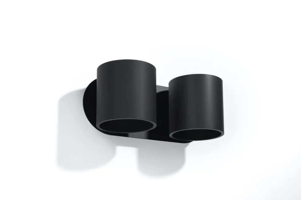 Metall Wandleuchte Schwarz B:26cm H:12cm Modern 2x G9