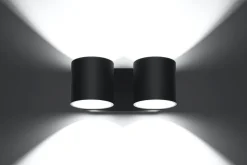 Metall Wandleuchte Schwarz B:26cm H:12cm Modern 2x G9