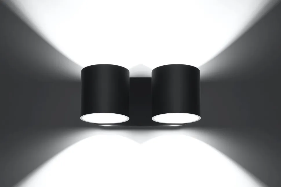 Metall Wandleuchte Schwarz B:26cm H:12cm Modern 2x G9