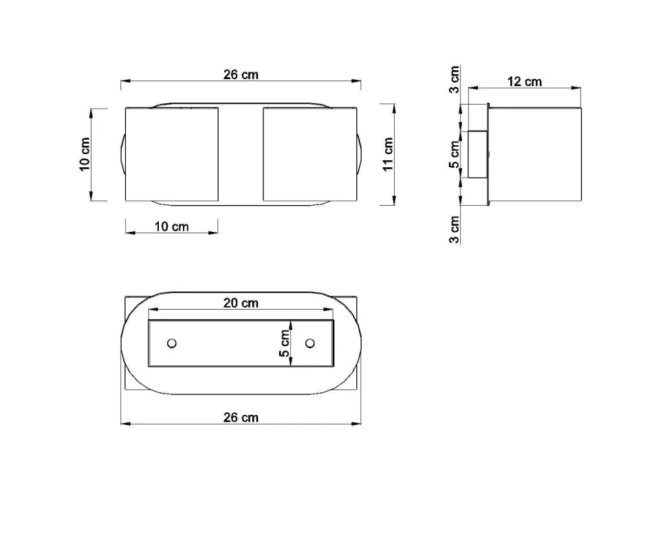 Metall Wandleuchte Schwarz B:26cm H:12cm Modern 2x G9