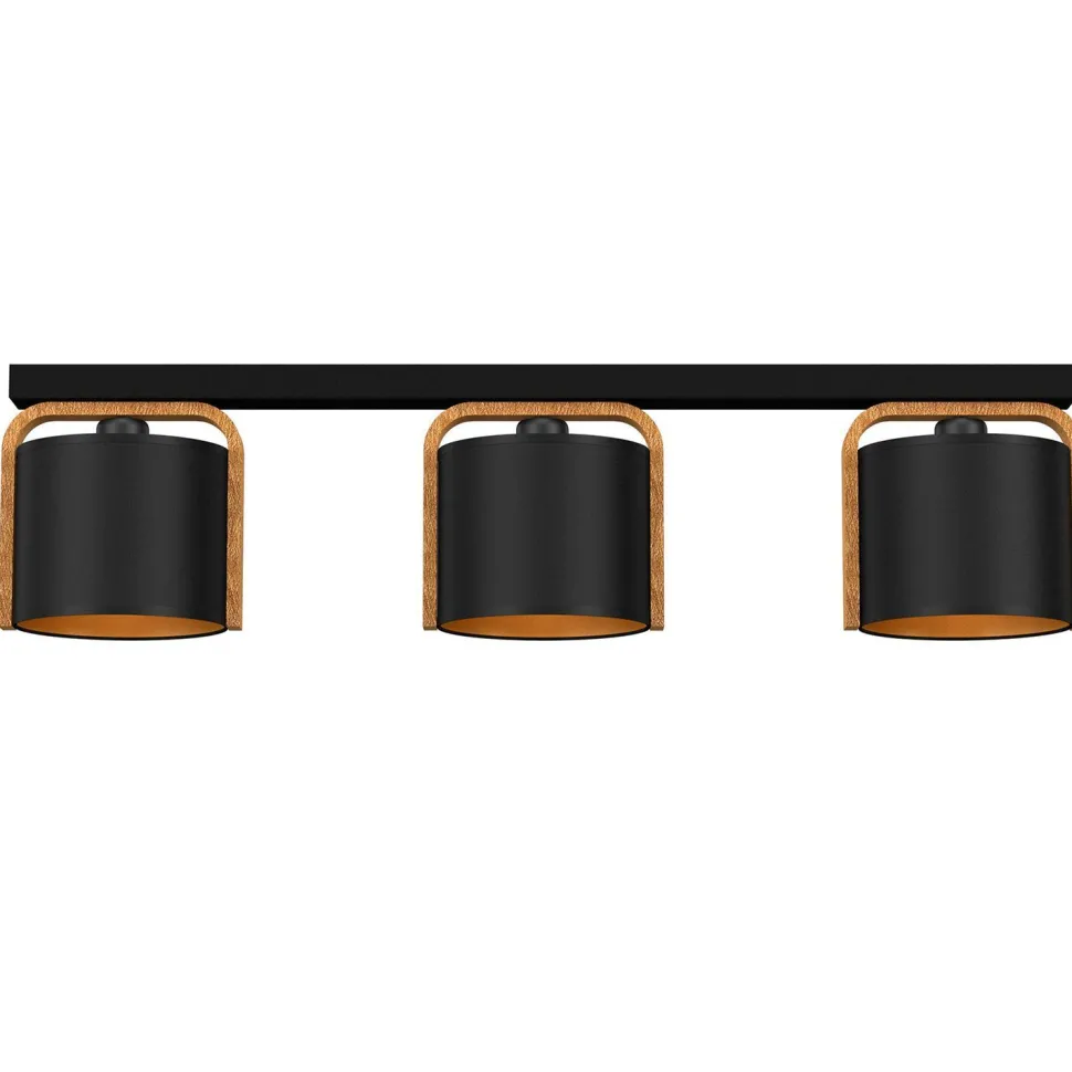 Moderne Deckenlampe Stoff Holz Metall E27 L:90 cm