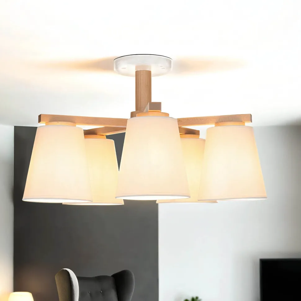 Moderne Deckenleuchte Holz 5xE27 Skandinavisch