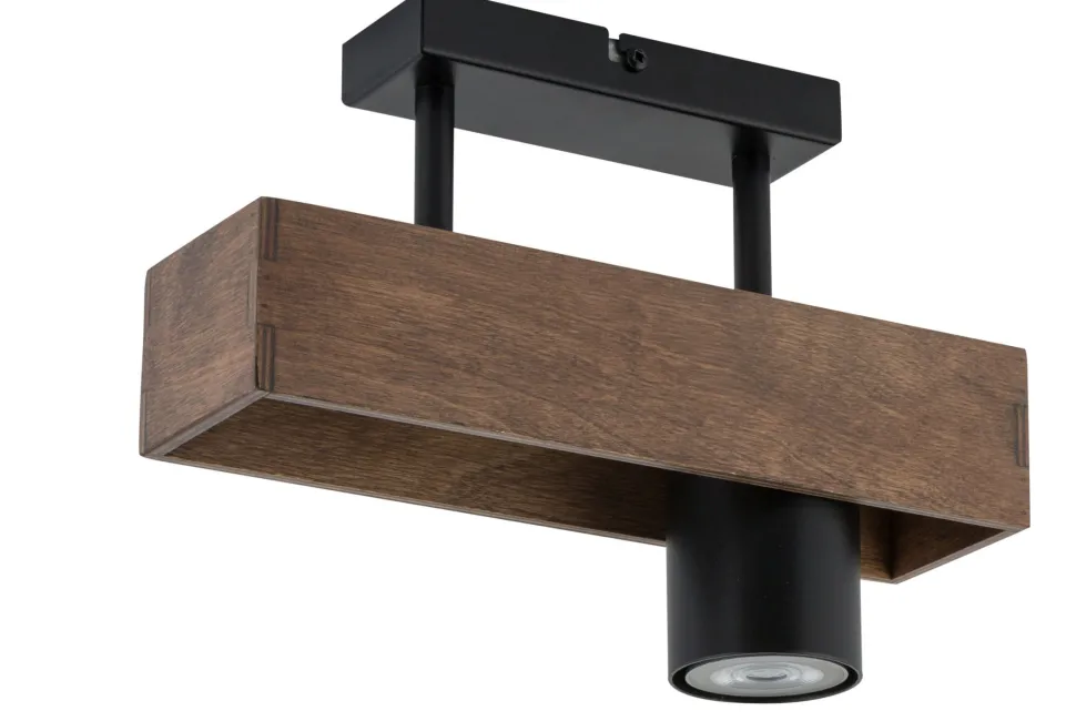 Moderne Deckenleuchte Metall Holz GU10 L:27 cm wohnlich