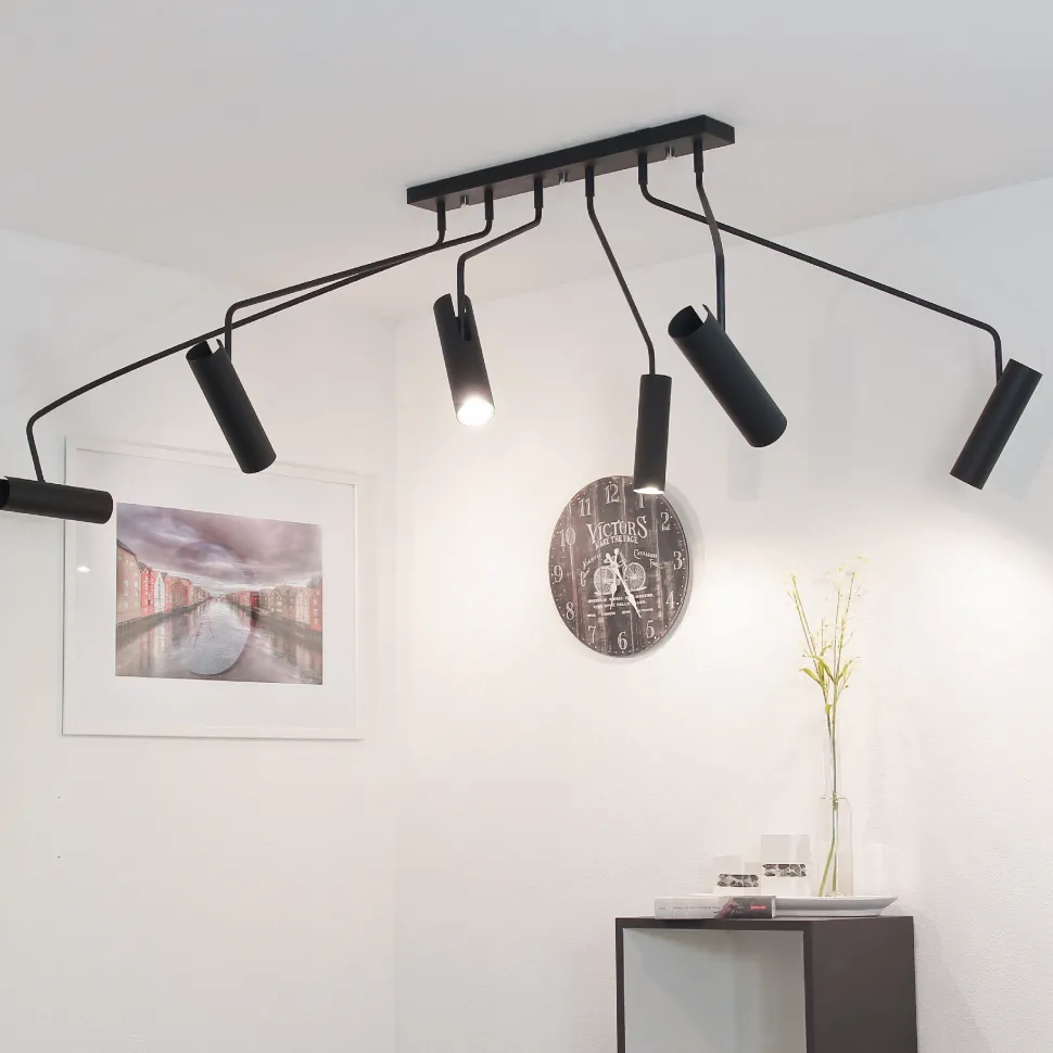 Moderne Deckenleuchte Schwarz 6-flmg