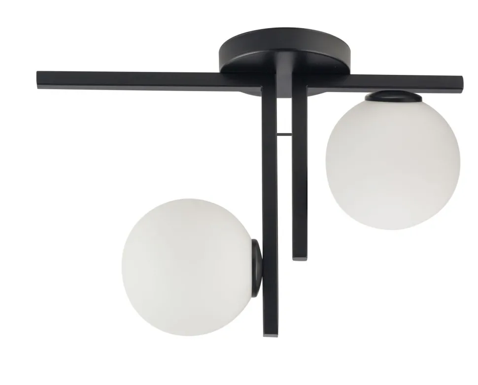 Moderne Deckenleuchte Schwarz Metall Glas L:45 cm G9