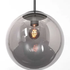 Moderne Hängelampe Glas in Rauchgrau E27 Ø20 cm rund
