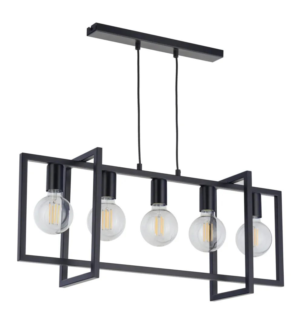 Moderne Hängelampe Metall Schwarz L:76cm E27 stilvoll