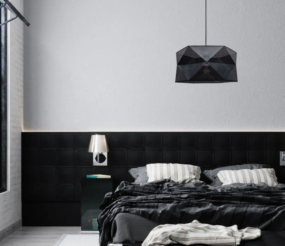 Moderne Hängelampe Stoff blendarm E27 L:70 Schwarz