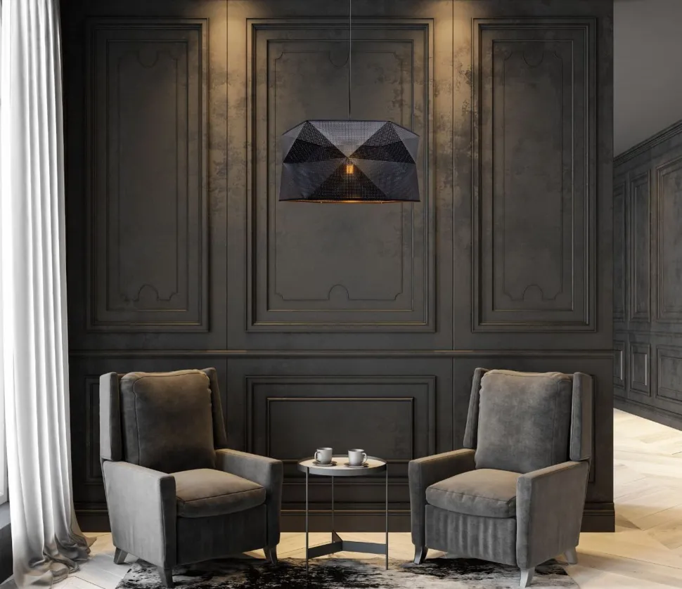 Moderne Hängelampe Stoff blendarm E27 L:70 Schwarz