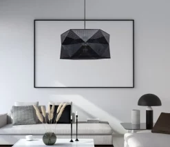 Moderne Hängelampe Stoff blendarm E27 L:70 Schwarz