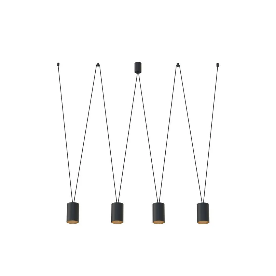 Moderne Hängeleuchte Schwarz Gold L: max. 2 m 4x GU10