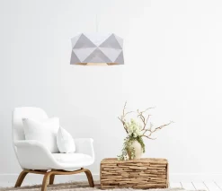 Moderne Hängeleuchte Stoff blendarm E27 L:70 Weiß Beige