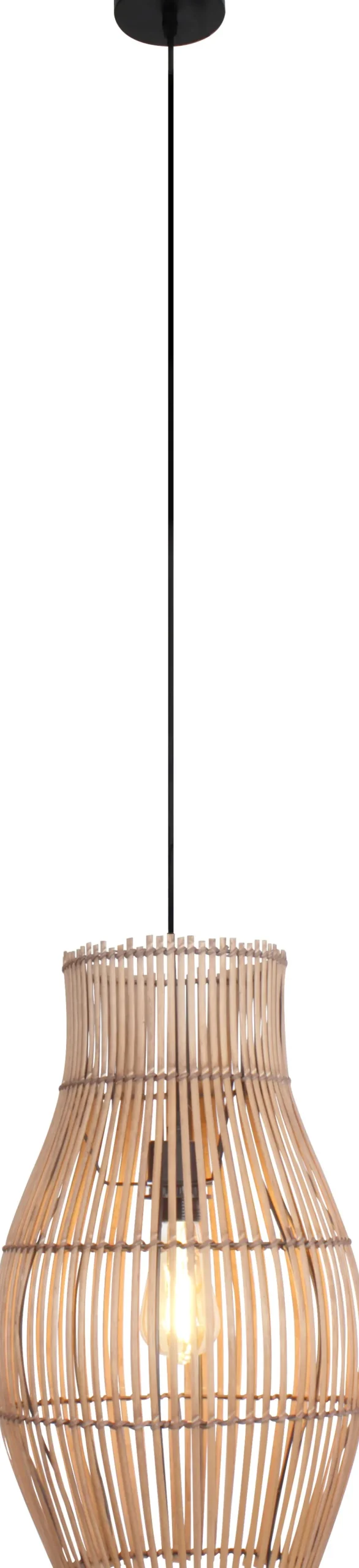 Moderne Pendelleuchte Bambus Natur Schwarz Ø30 cm E27