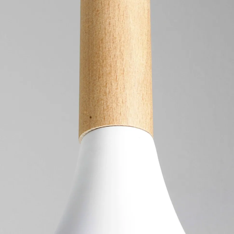 Moderne Pendelleuchte MUZA Weiß Metall Holz Gold