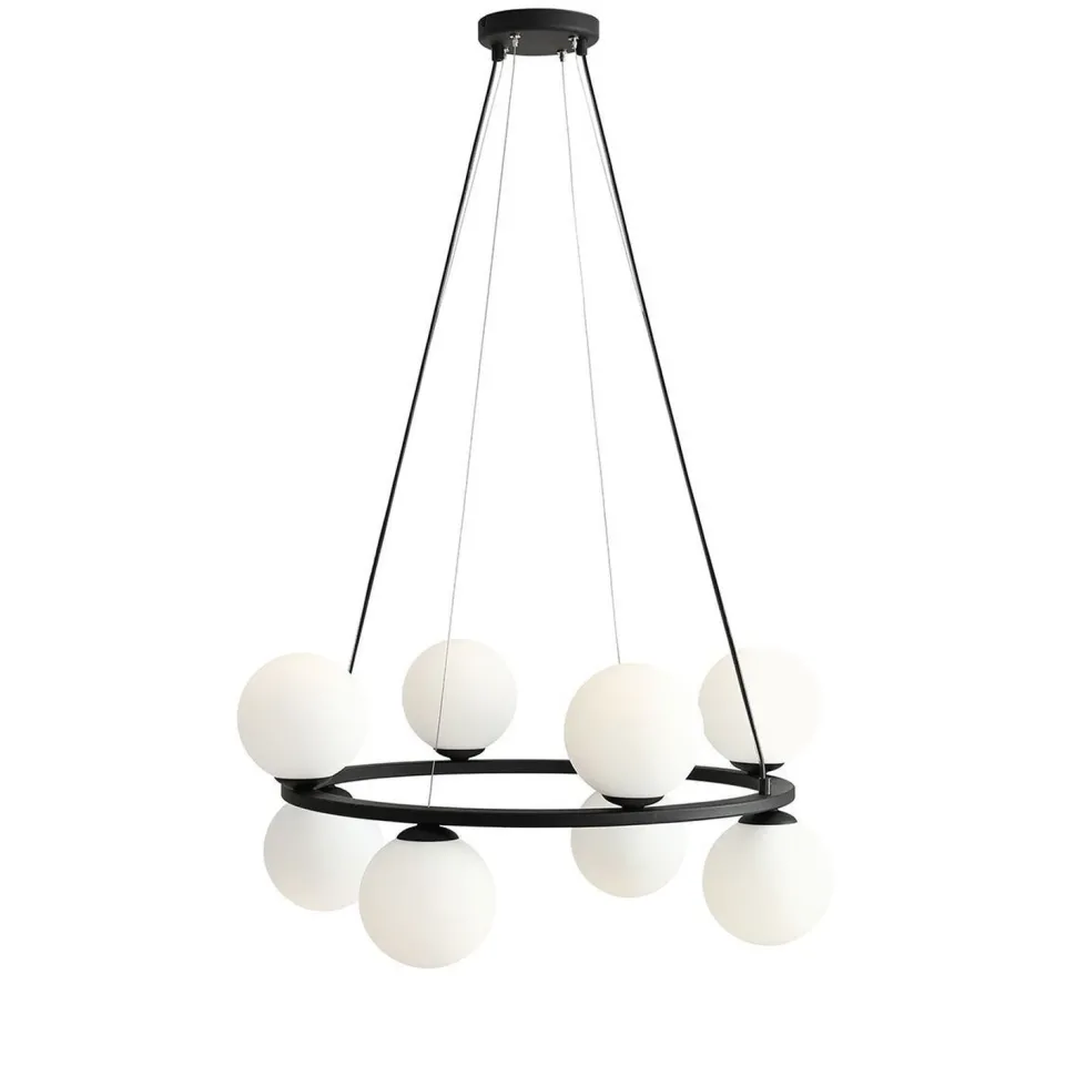 Moderne Pendelleuchte rund Glas Schwarz Metall Ø68 cm