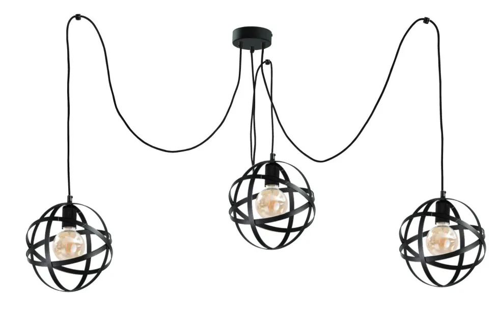 Moderne Pendelleuchte Schwarz 3-flammig flexibel