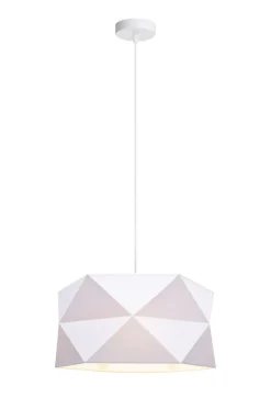 Moderne Pendelleuchte Stoff blendarm E27 L:70 Weiß