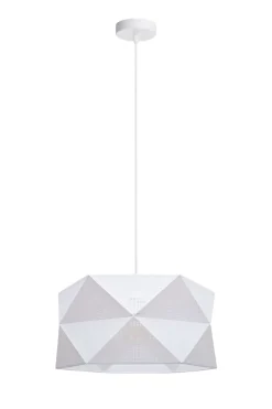 Moderne Pendelleuchte Stoff blendarm E27 L:70 Weiß Gold